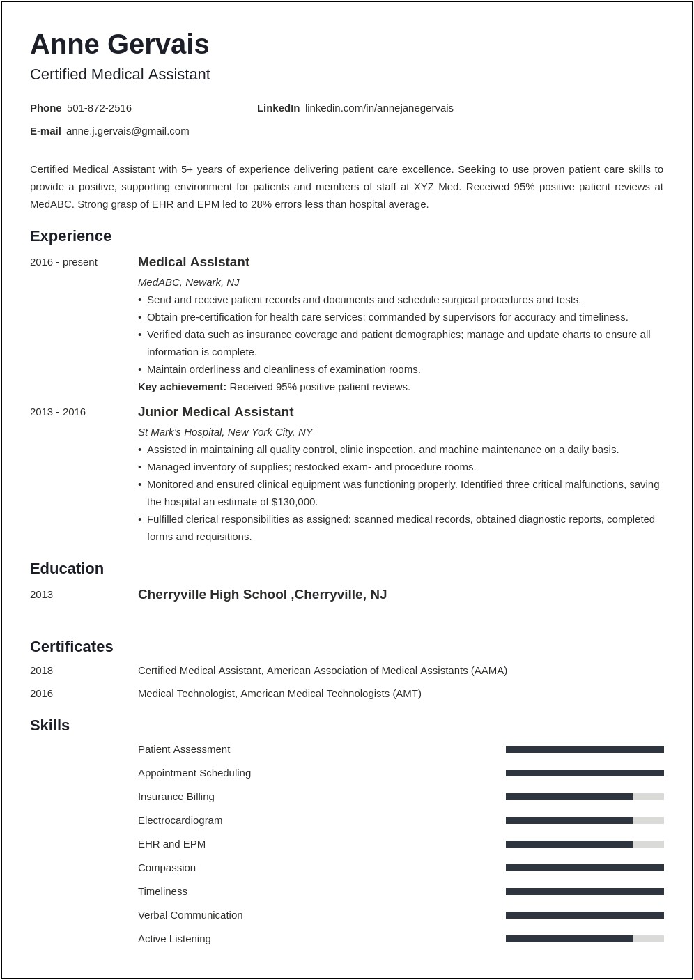 Objective Statement For Resume For Medical Field