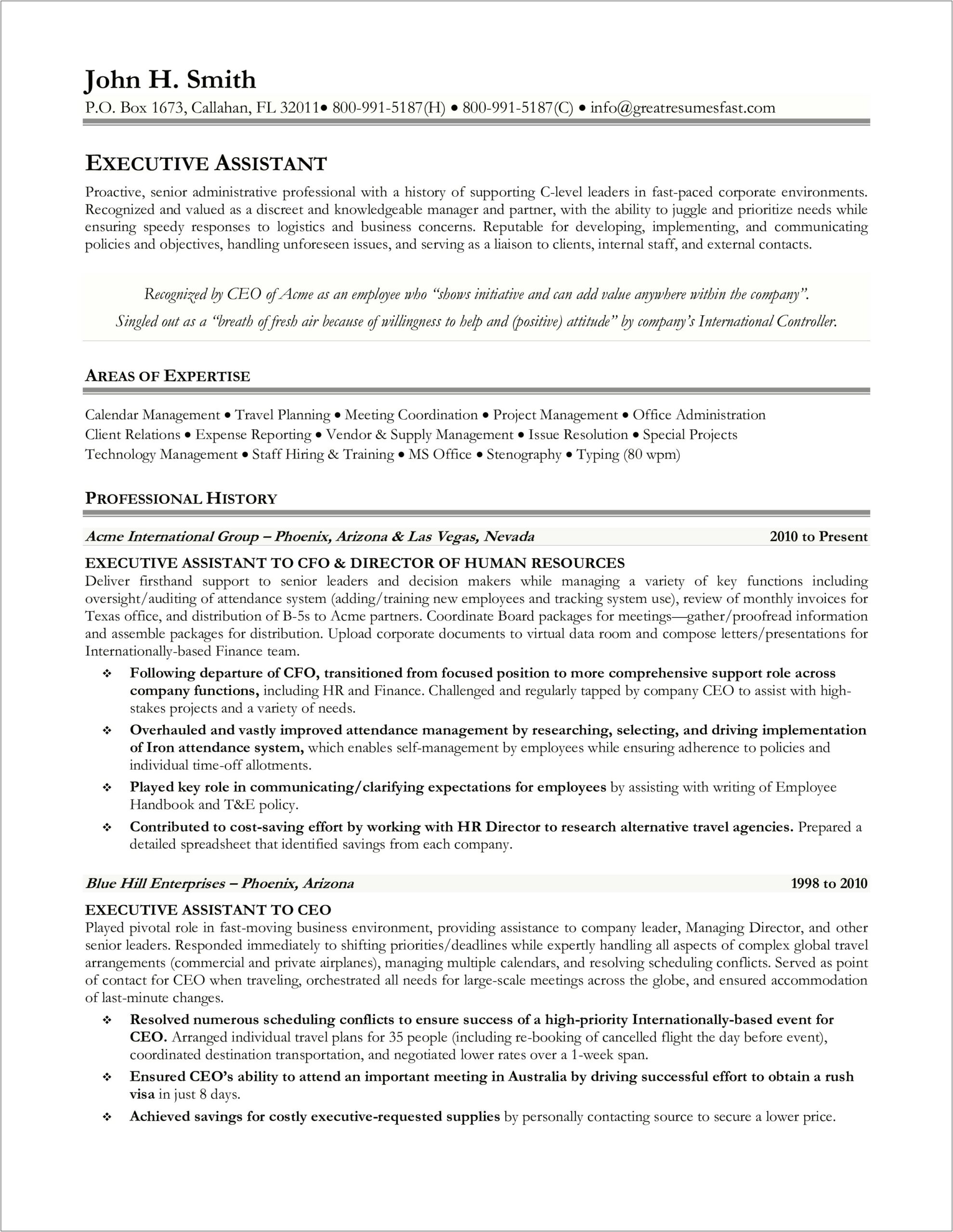 Objective Statements For Resumes Executive Assistant