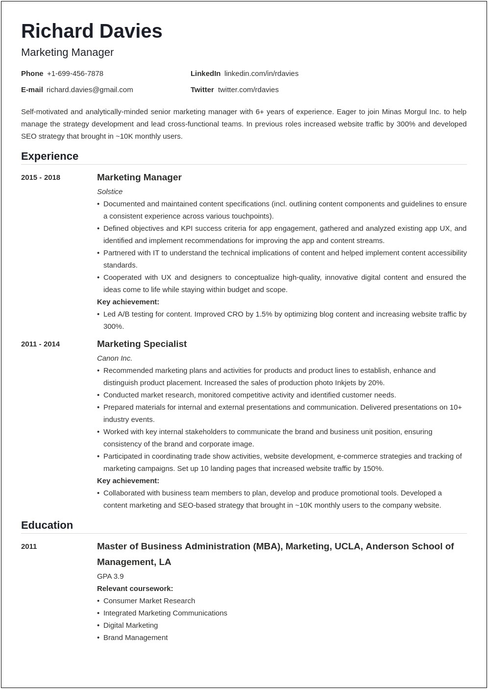 Objective To List On Marketing Resume