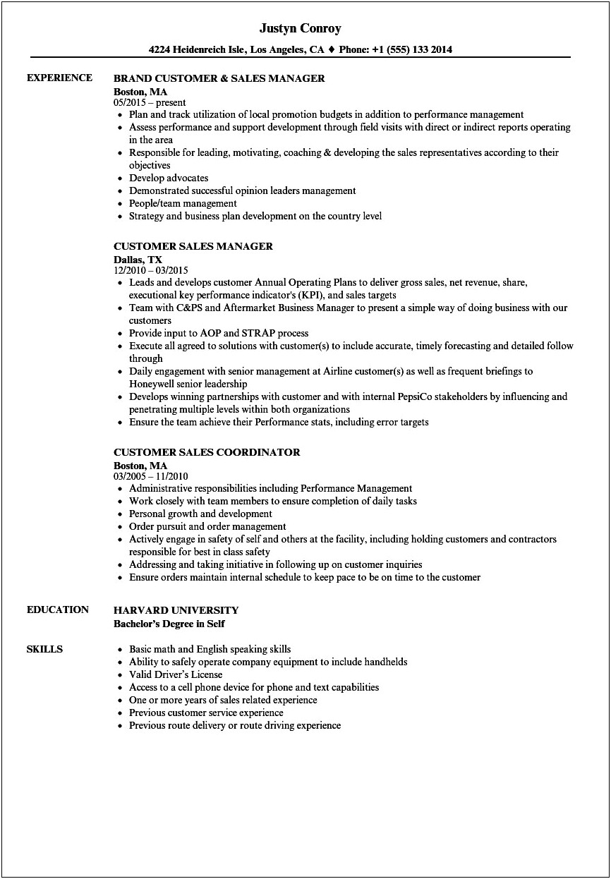 Objectives For Customer Service And Sales For Resumes
