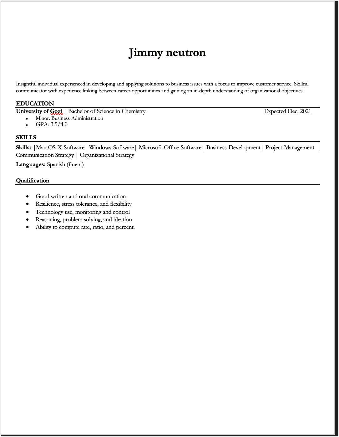 Objectives For Resume With Little Experience