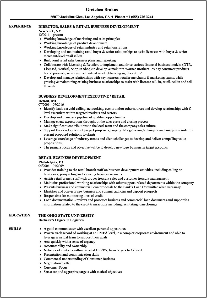 Objectives For Working In Retail Resume