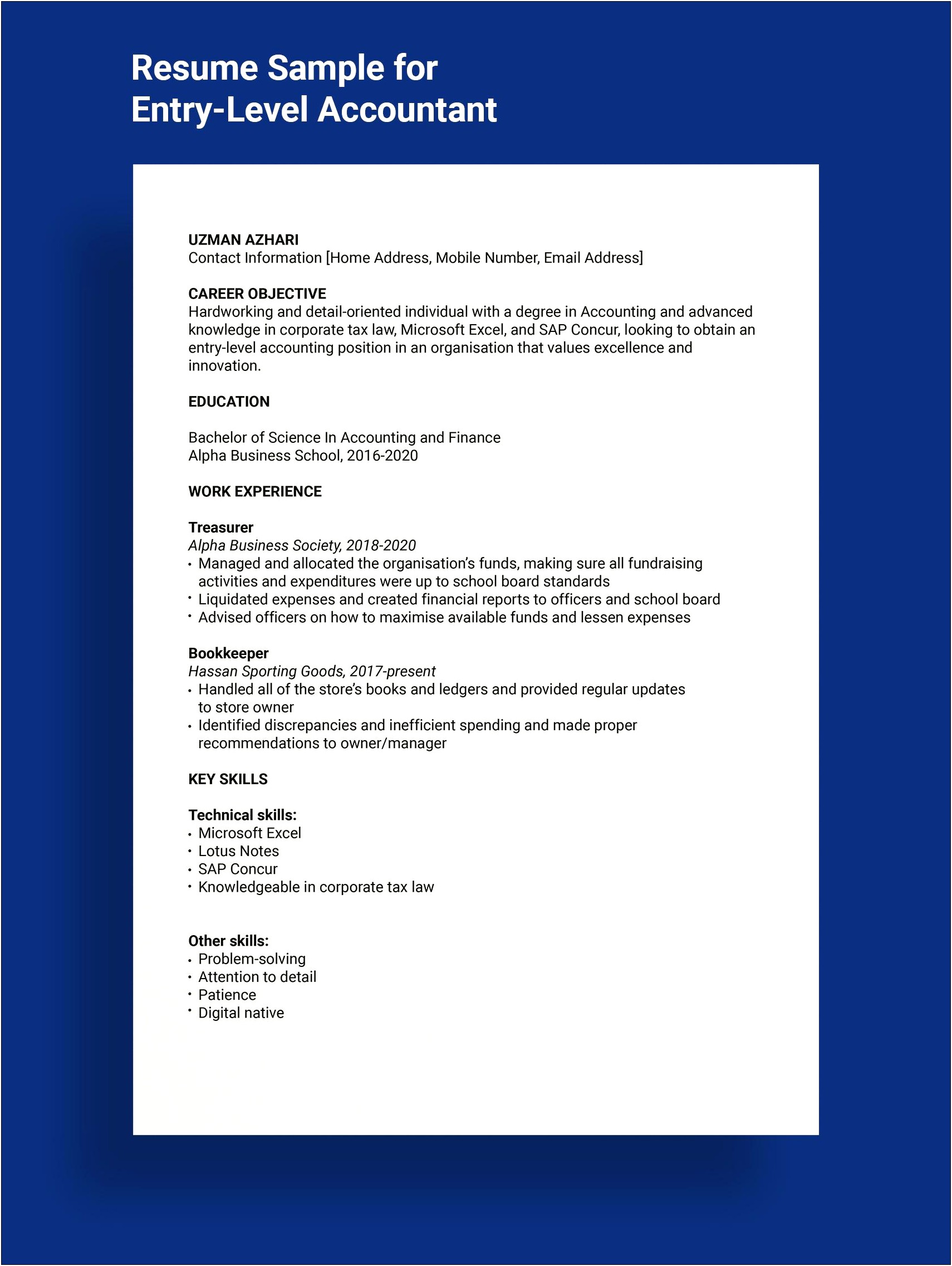 Objectives In Resume For Accounting Graduates