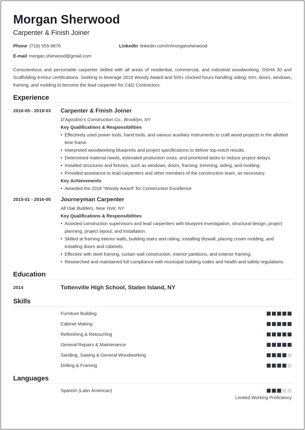 Objectives In Resume For Skilled Worker