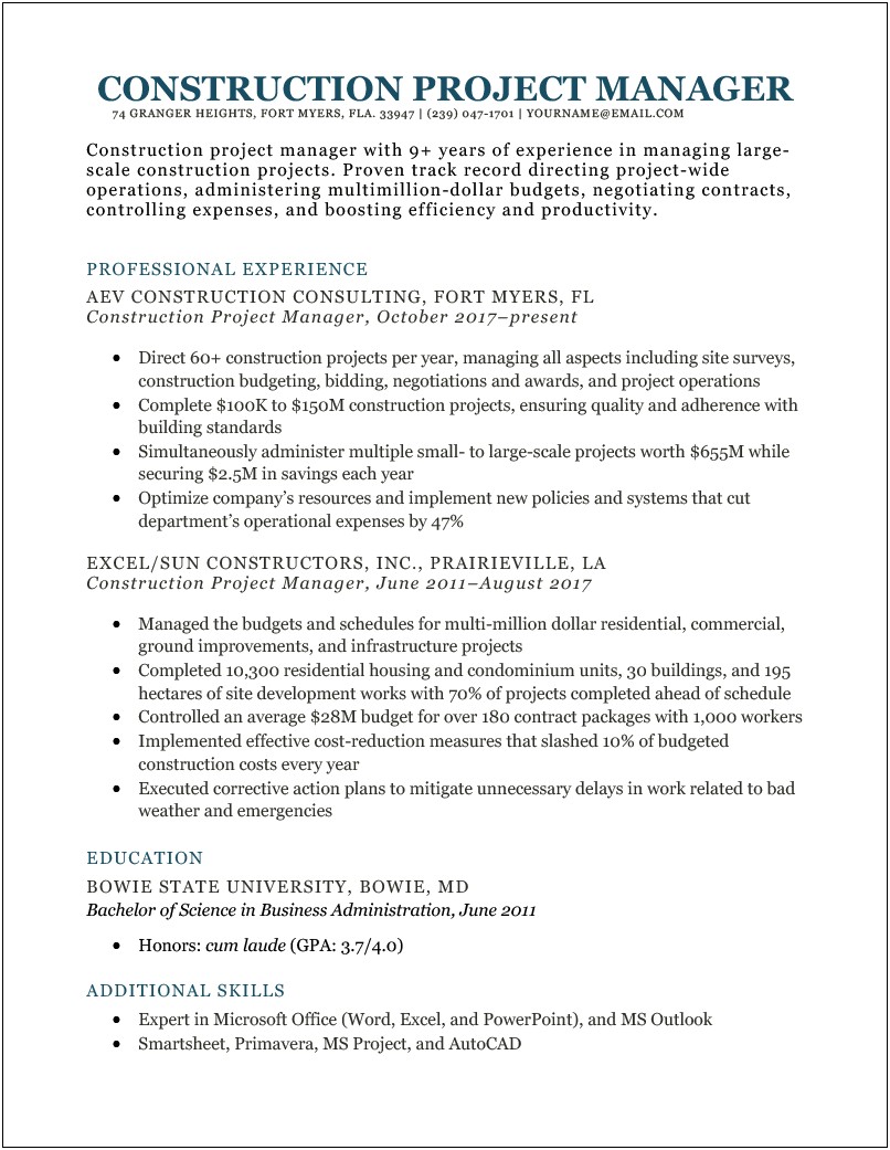 Occupational Health And Safety Resume Objective