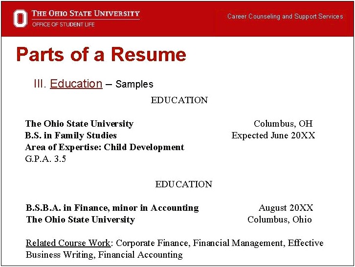 Office Of Career Management Osu Resume