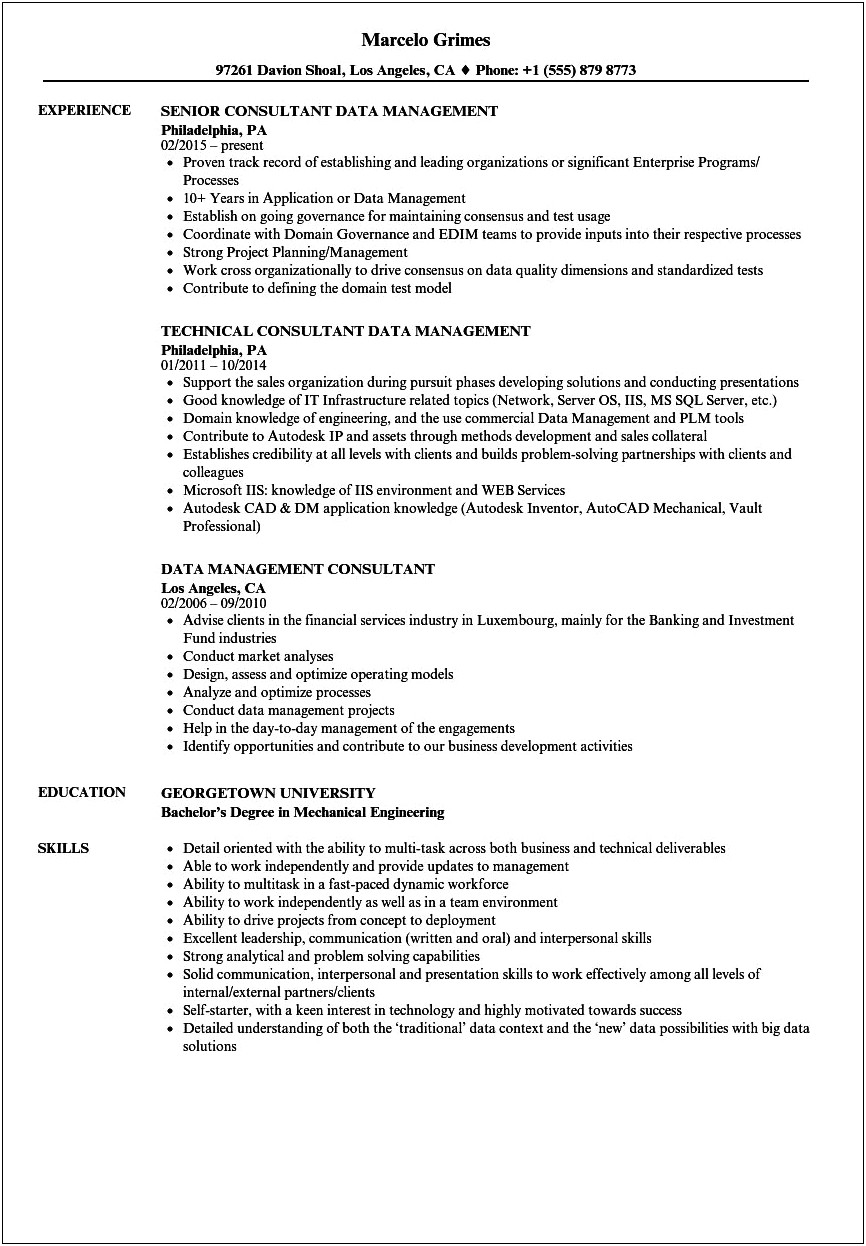 Oil And Gas Consultant Resume Sample