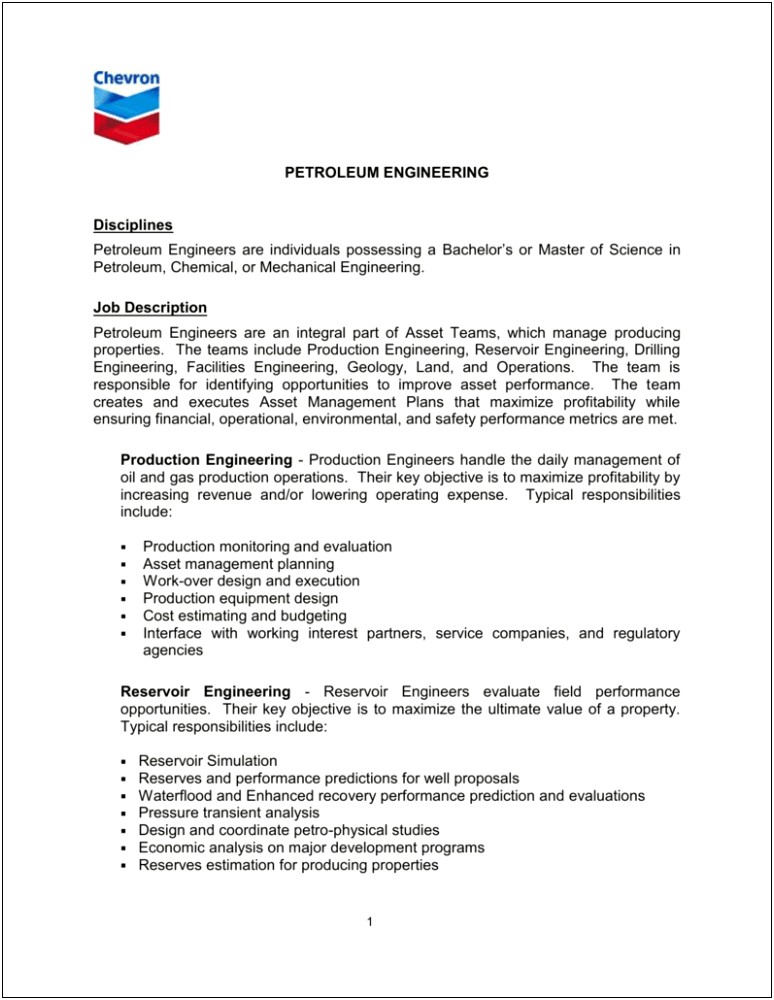 Oil And Gas Engineer Objectives For Resume