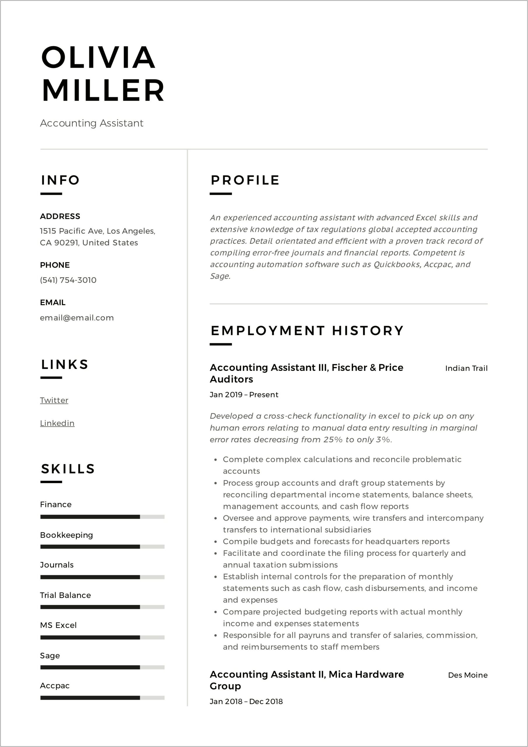 Oil And Gas Production Accounting Resume Sample