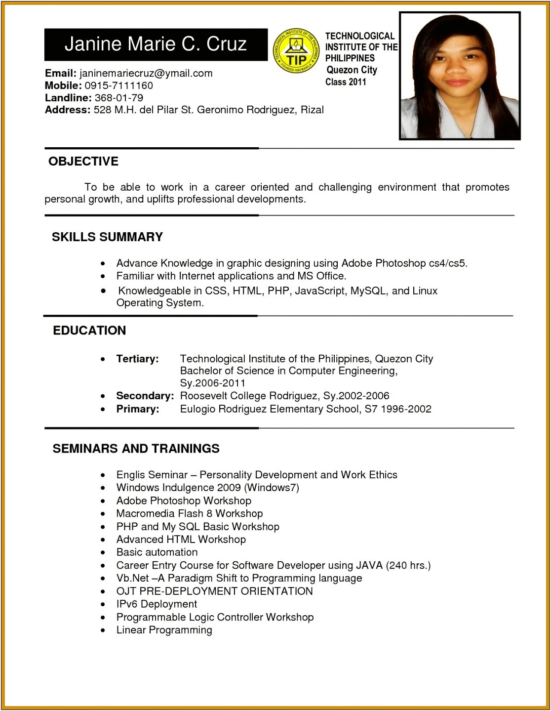 Ojt Resume Objectives For Accounting Students