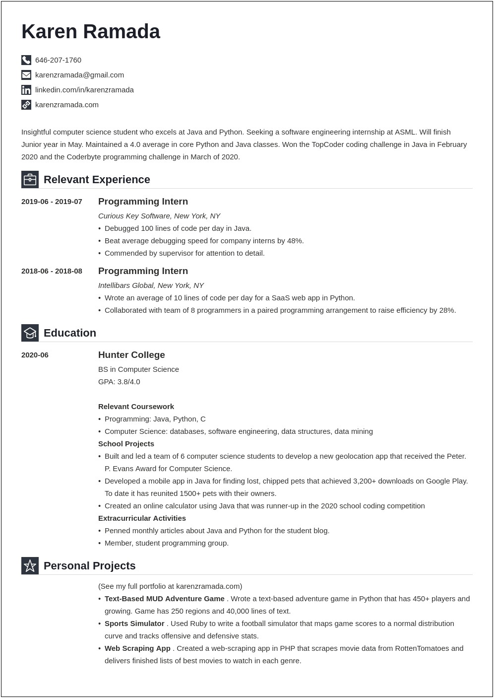 Ojt Resume Objectives For Computer Science