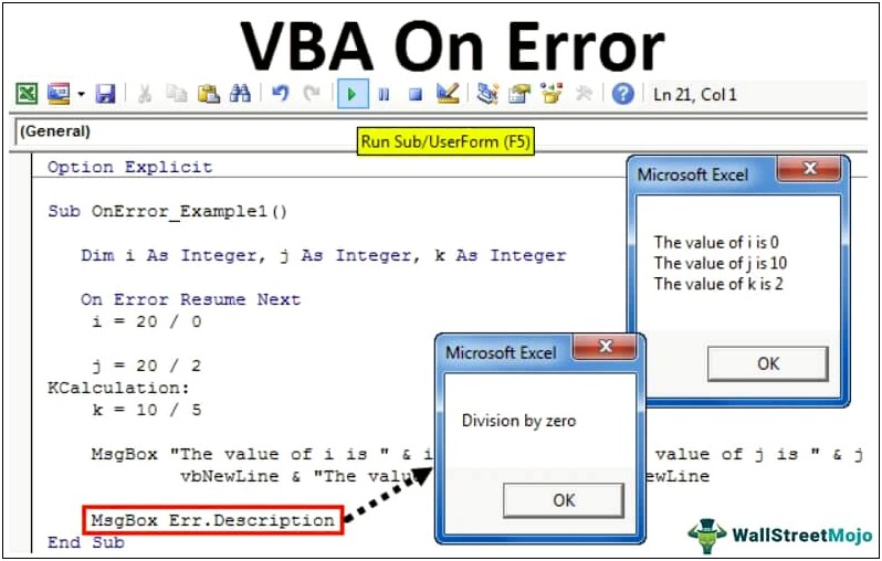 On Error Resume Next Vba Not Working