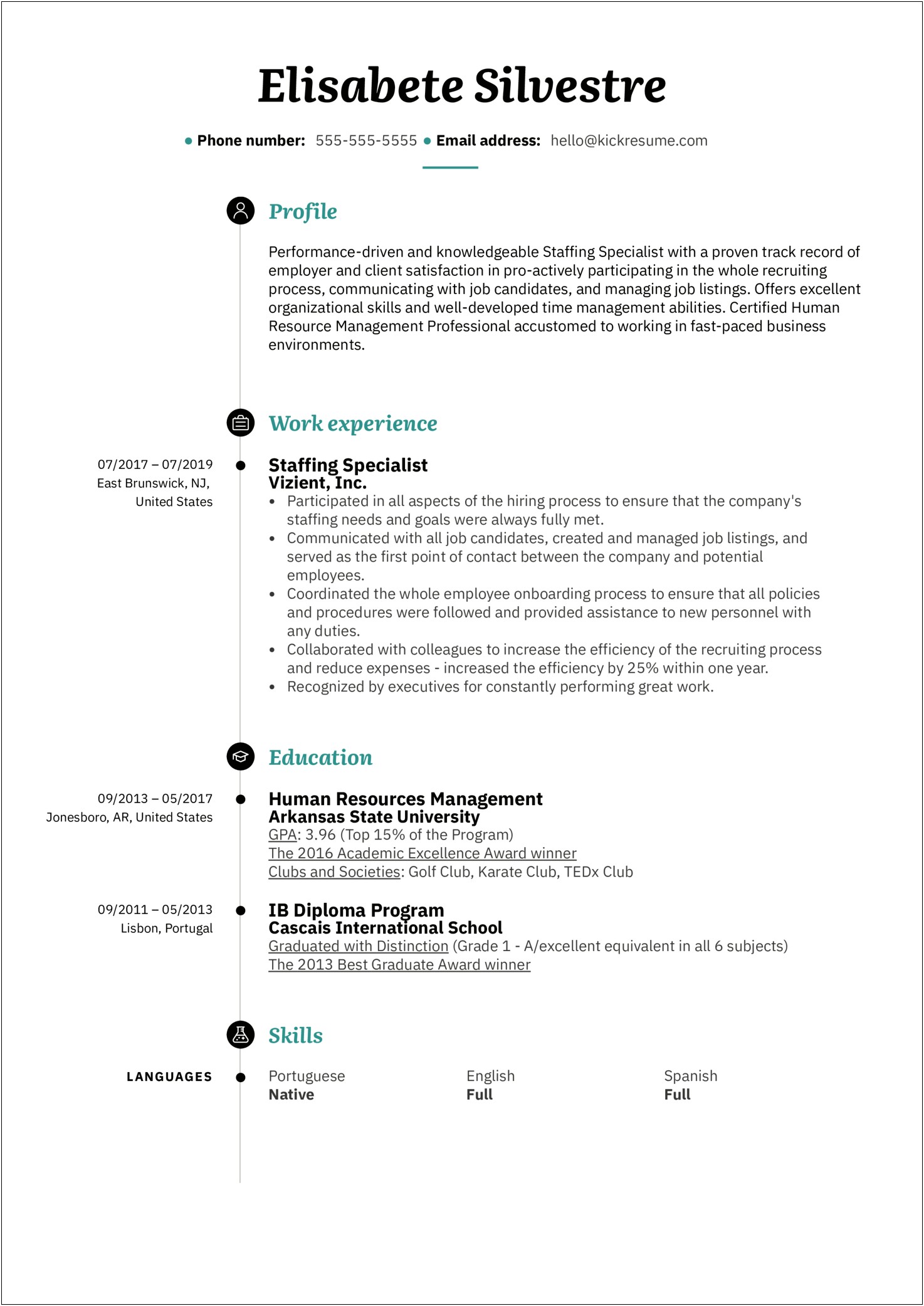 On The Job Training Resume For Hrm