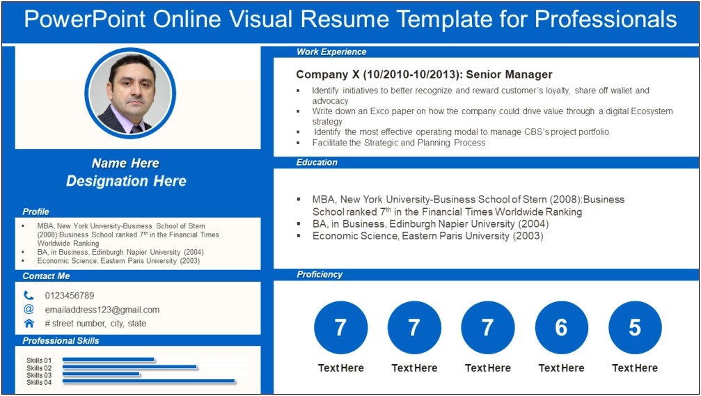 One Slide Resume Template Ppt Free Download