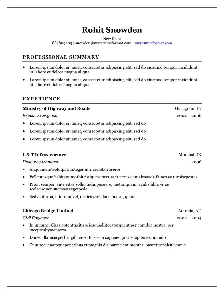 Online Free Resume Template For Word