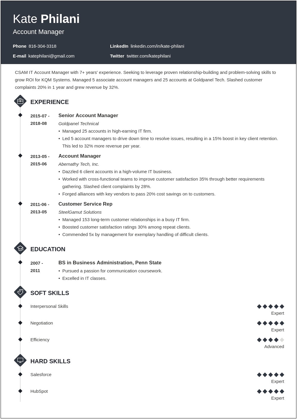 Online Sales Account Manager Job Description For Resume