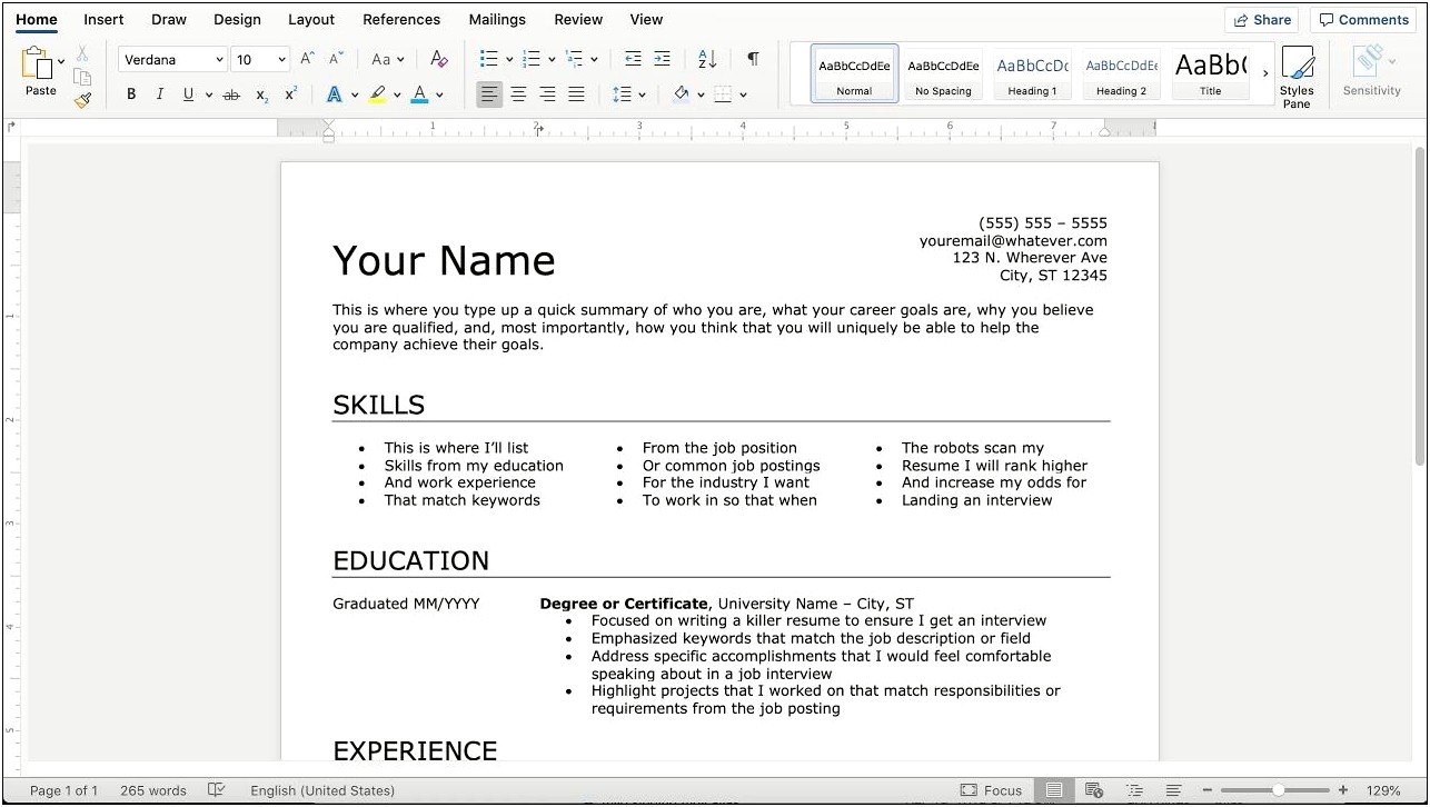Open A Microsoft Word To Prepare A Resume