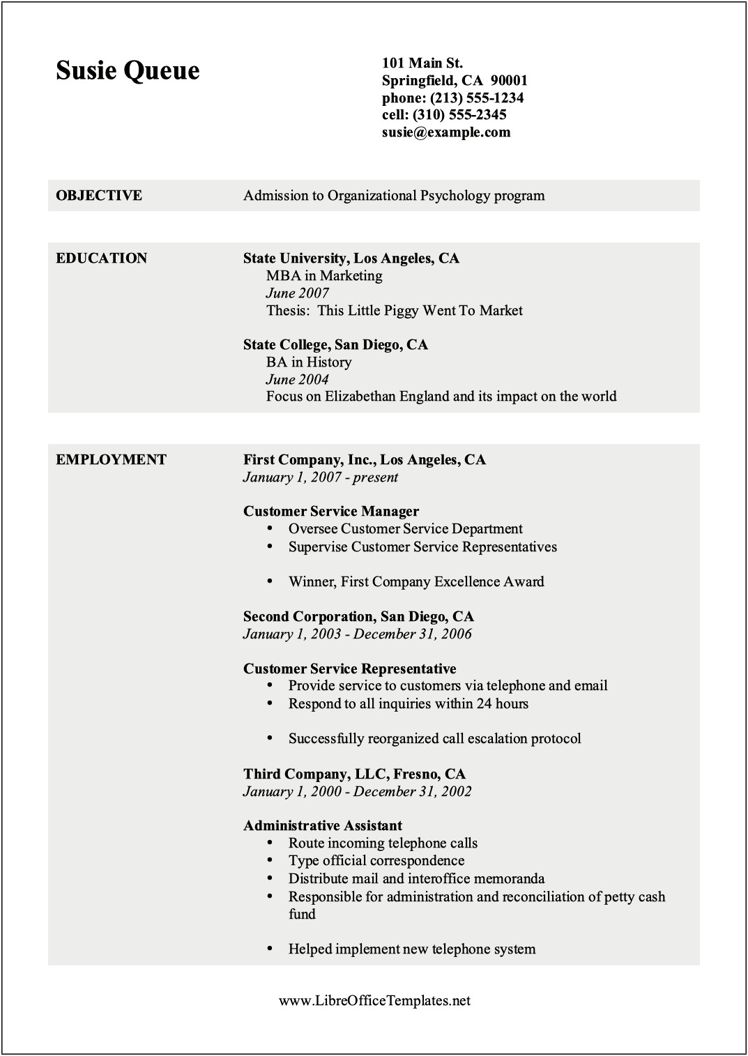 Open Office Resume Template 2017 Download
