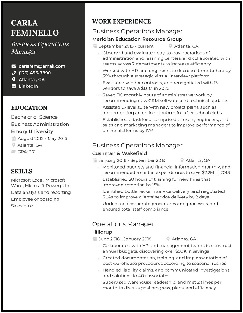 Operations Management Skills To Put On A Resume