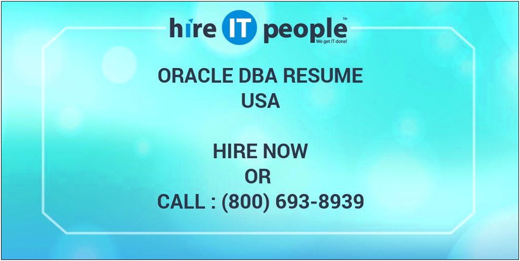Oracle Dba 6 Years Experience Resume