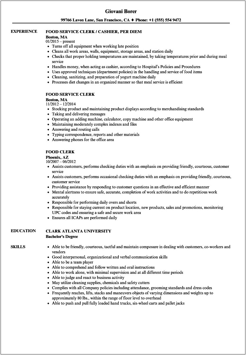 Orange Julius Job Description On Resume