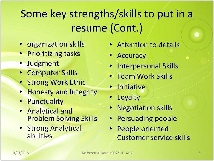 Organizational Skills To Put On Resume