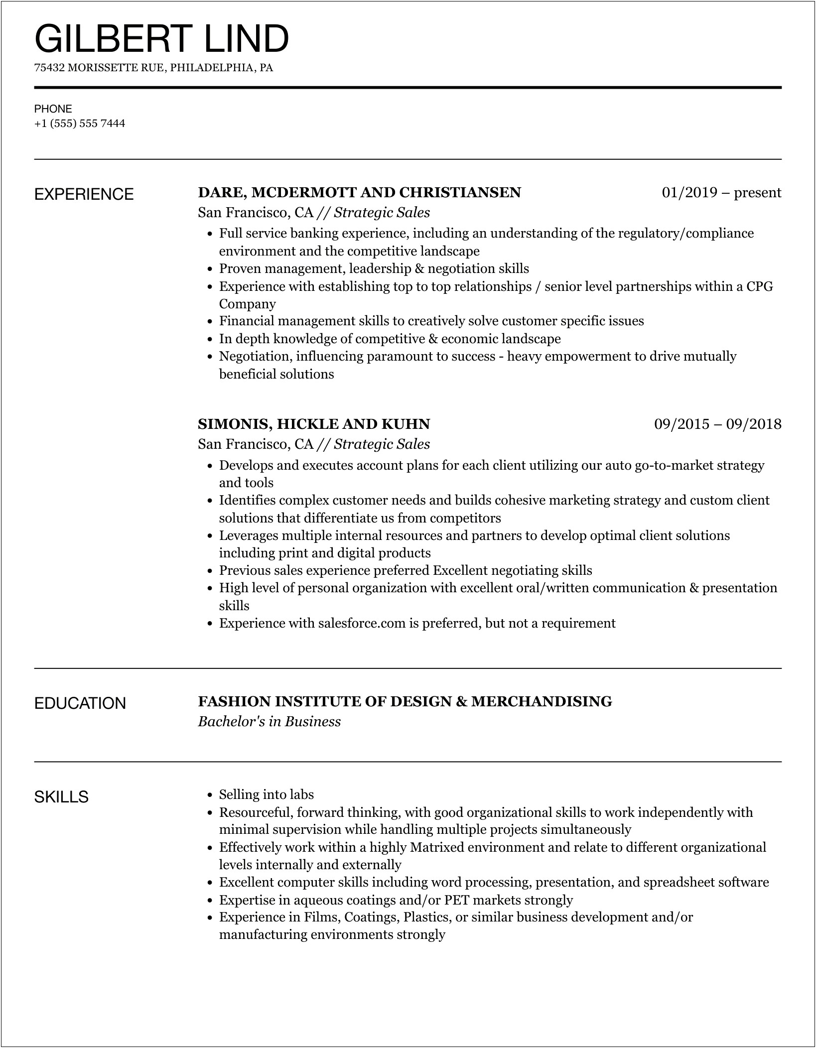 Own Sales Cycle On Resume Example