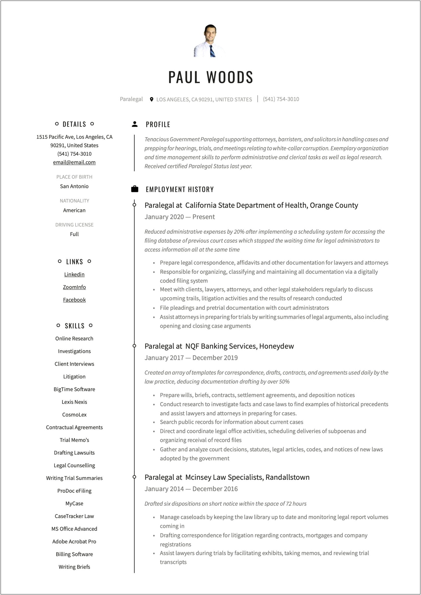 Paralegal Resume Objective With No Experience