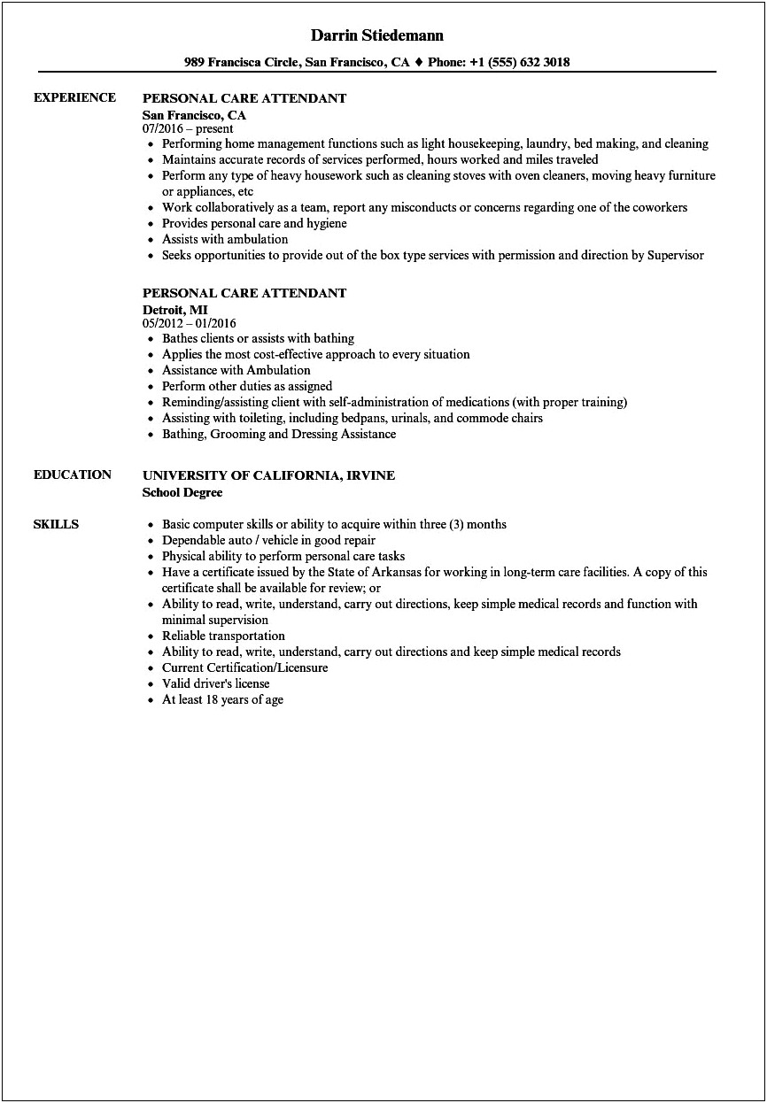 Personal Assistant Job Description Resume Sample