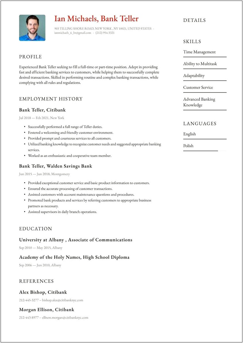 Personal Banker Job Description For Resume