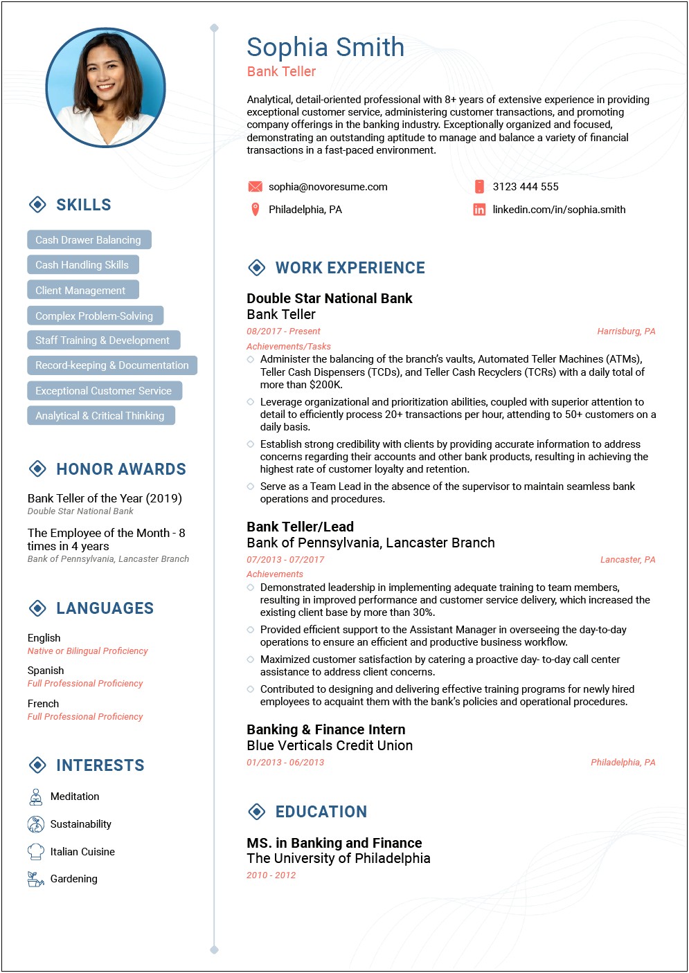 Personal Banker Resume With 7 Years Experience