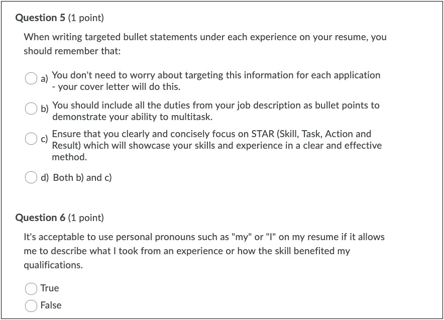 Personal Experience Points On A Resume
