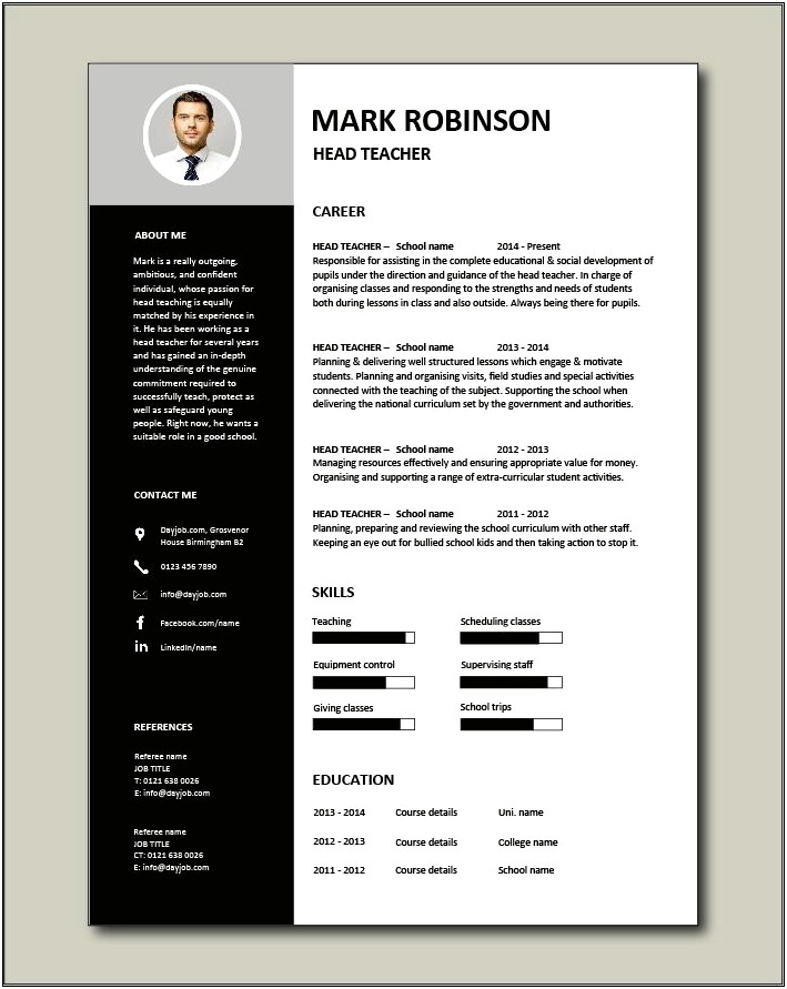 Personal Profile Examples For Teaching Resume