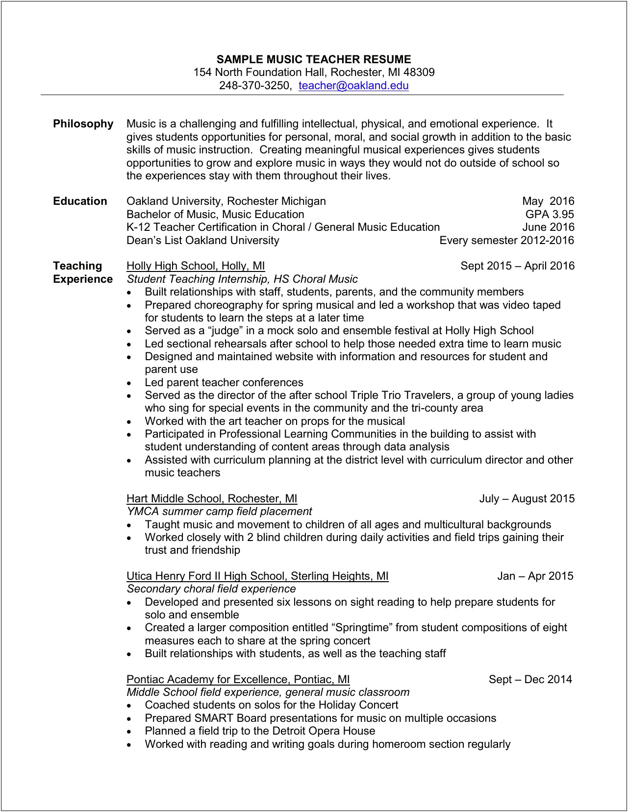 Personal Resume For High School Student