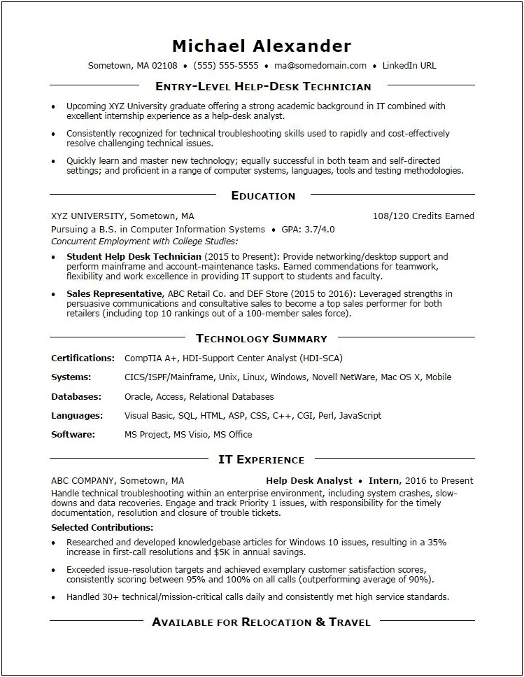Personal Summary For No Experience Resume