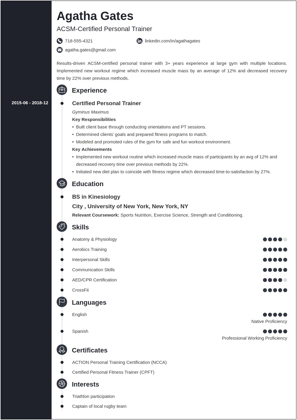 Personal Trainer Resume No Experience Sample