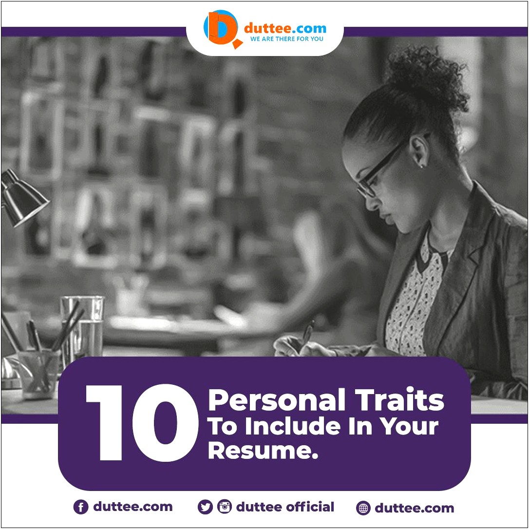 Personality Traits To Put On Resume