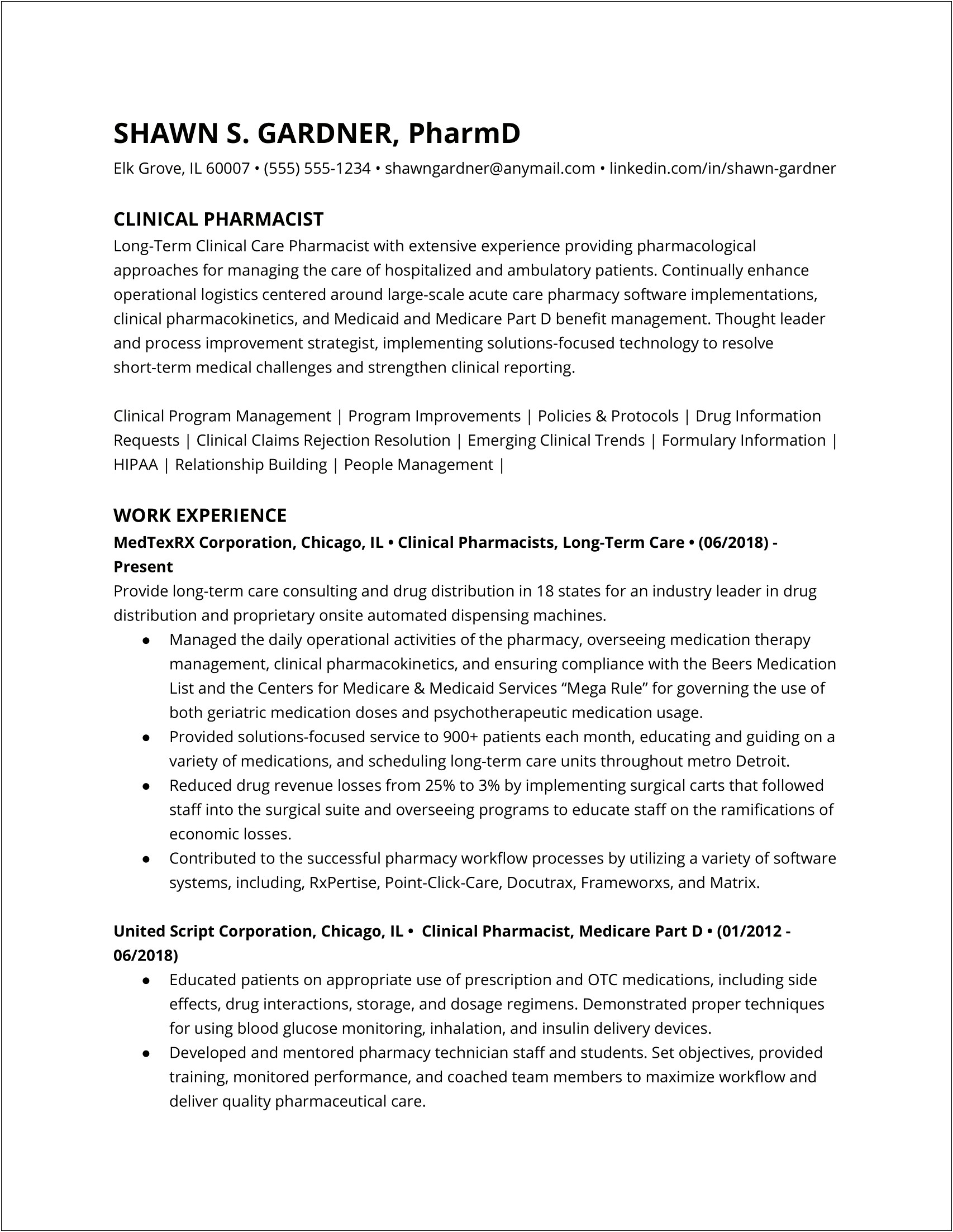Pharmaceutical Industry Quality Assurance Professional Experience For Resume