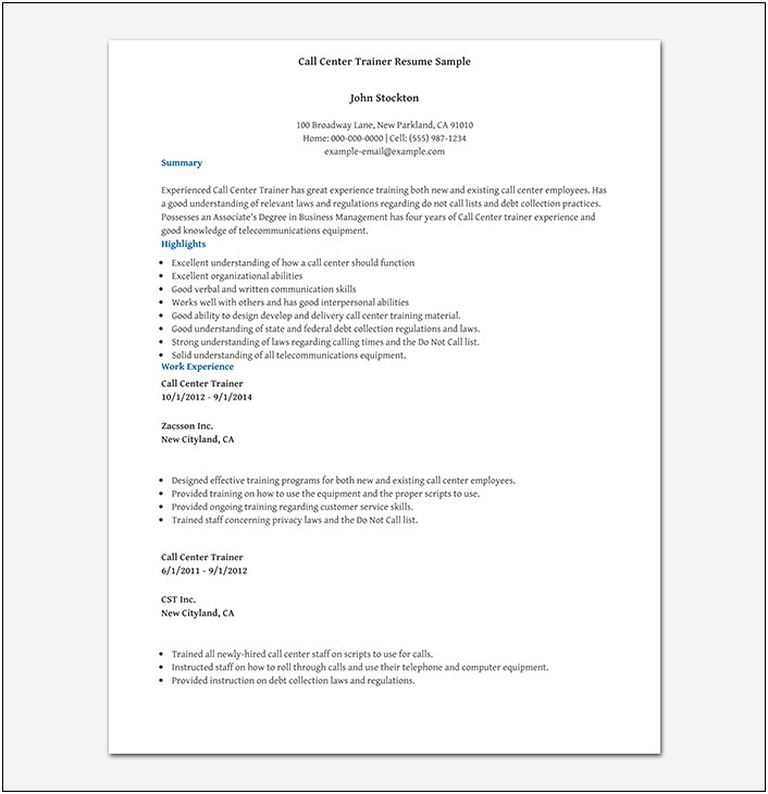 Photoshop Call Center Resume Template Free Psd Download