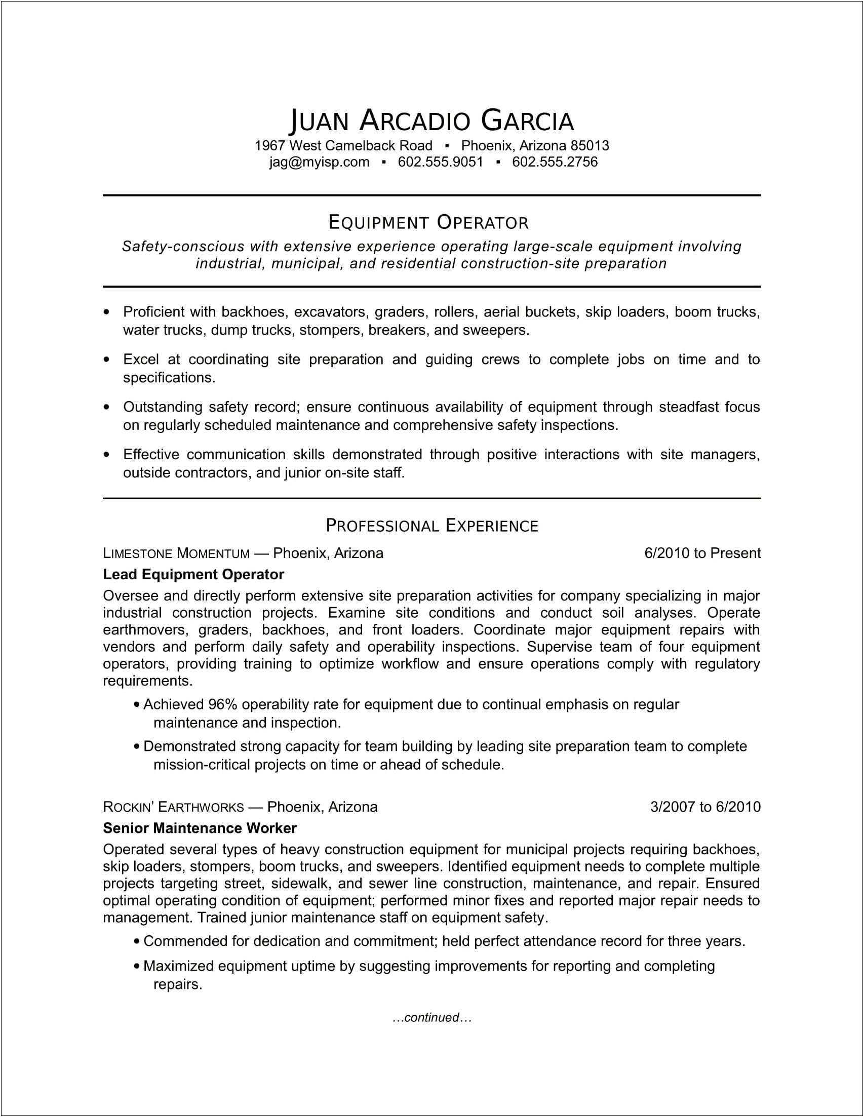 Plant Maintenance Job Description For Resume