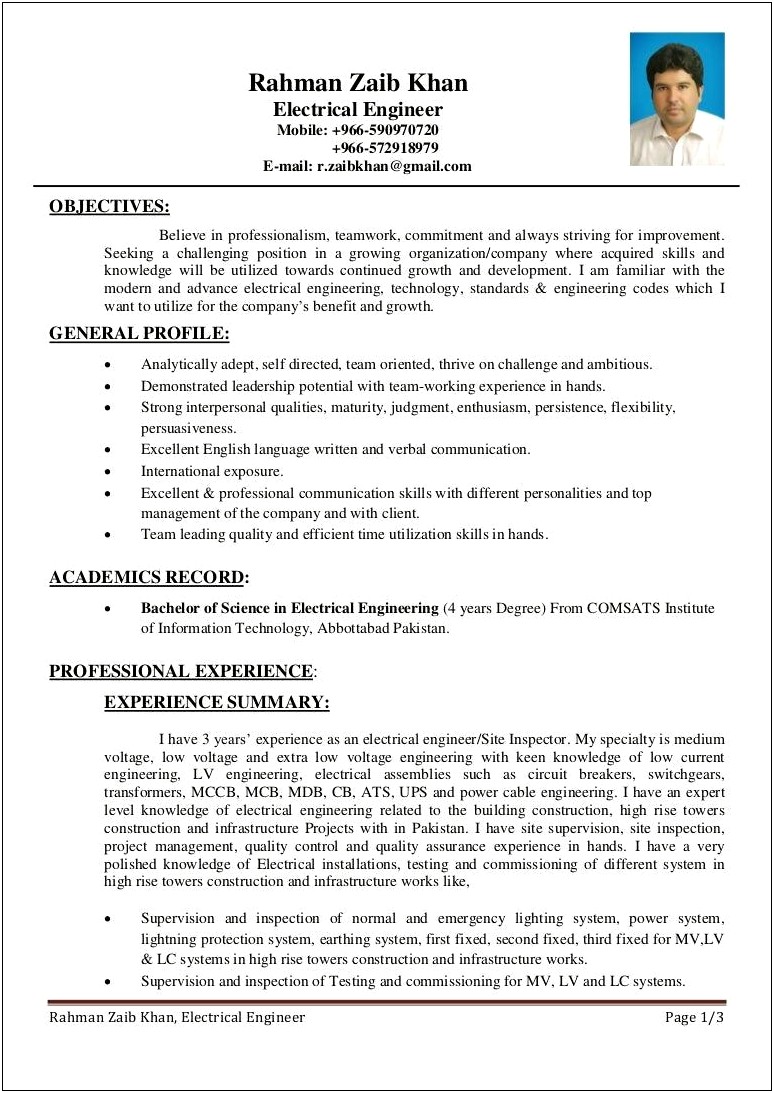 Power System Protection Engineer Resume Sample