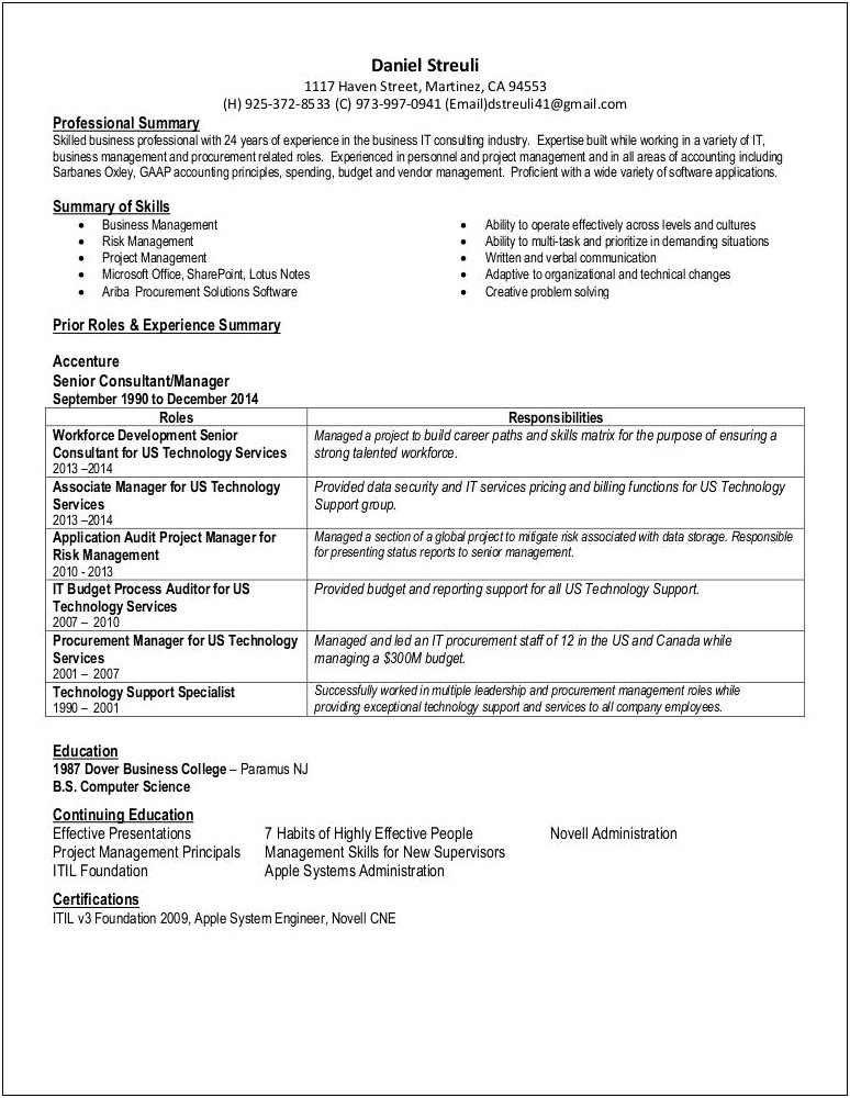 Problem Manager Roles And Responsibilities Resume