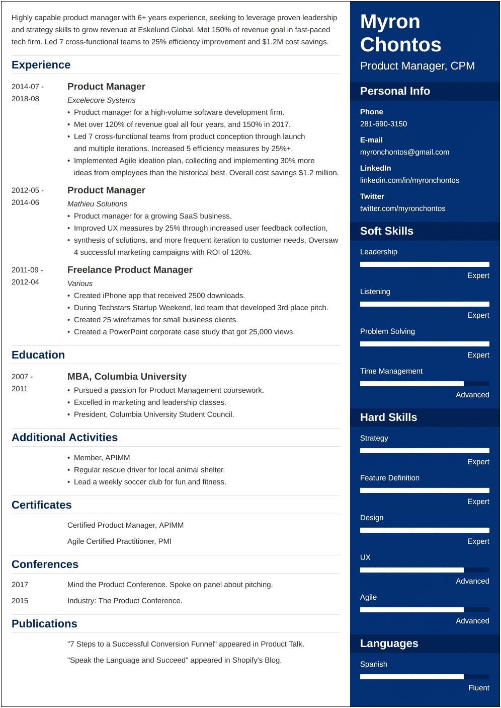 Product Manager Sample Resume Format Filetype Docx