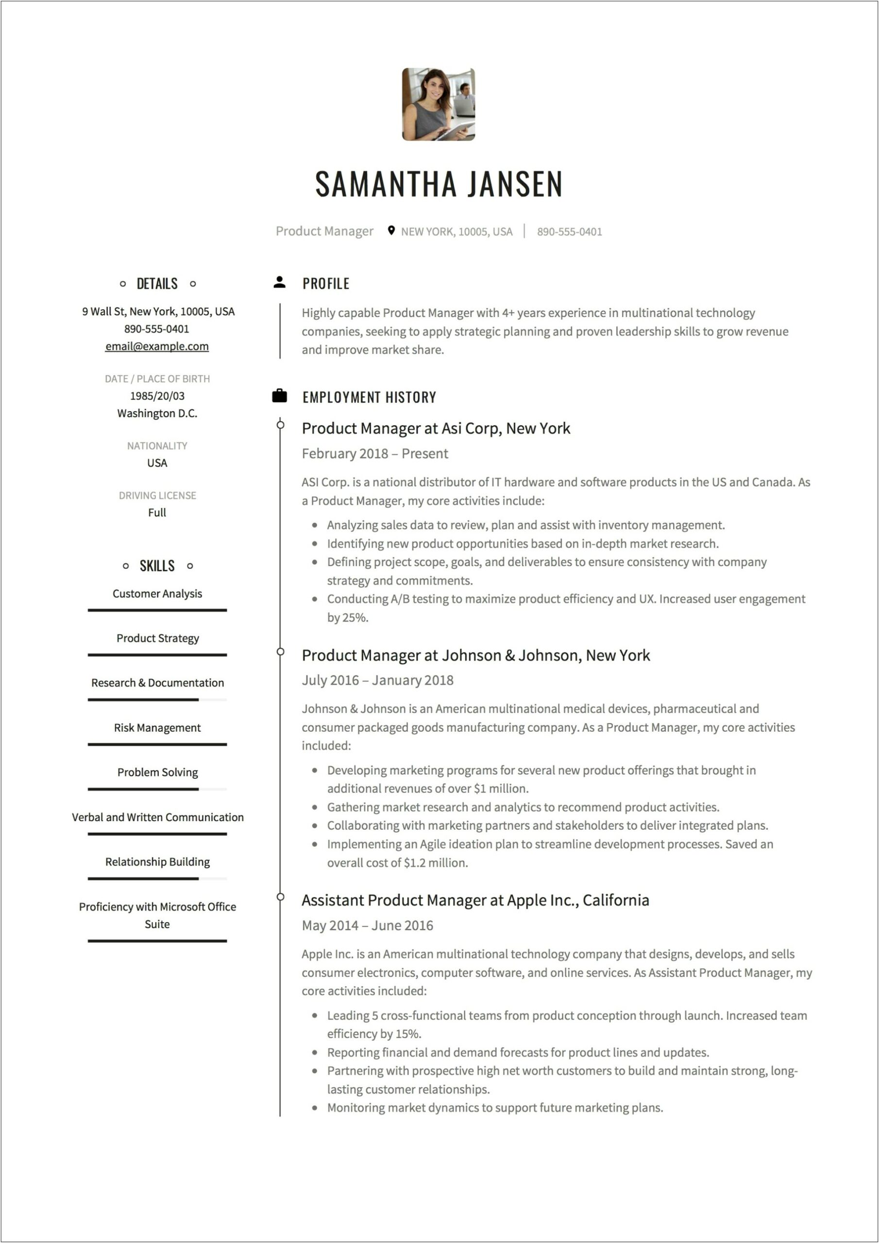 Product Manager Technical Skills Put On Resume