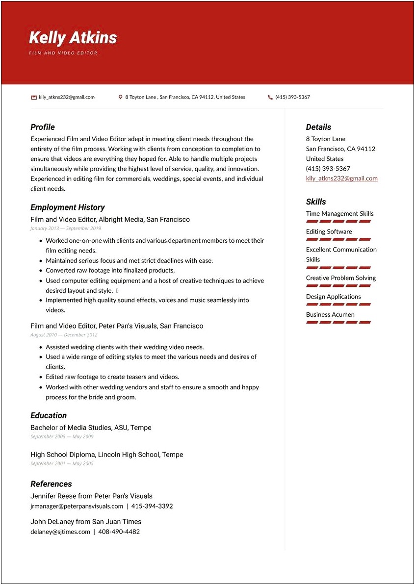 Production Assistant In Fil Resume Example