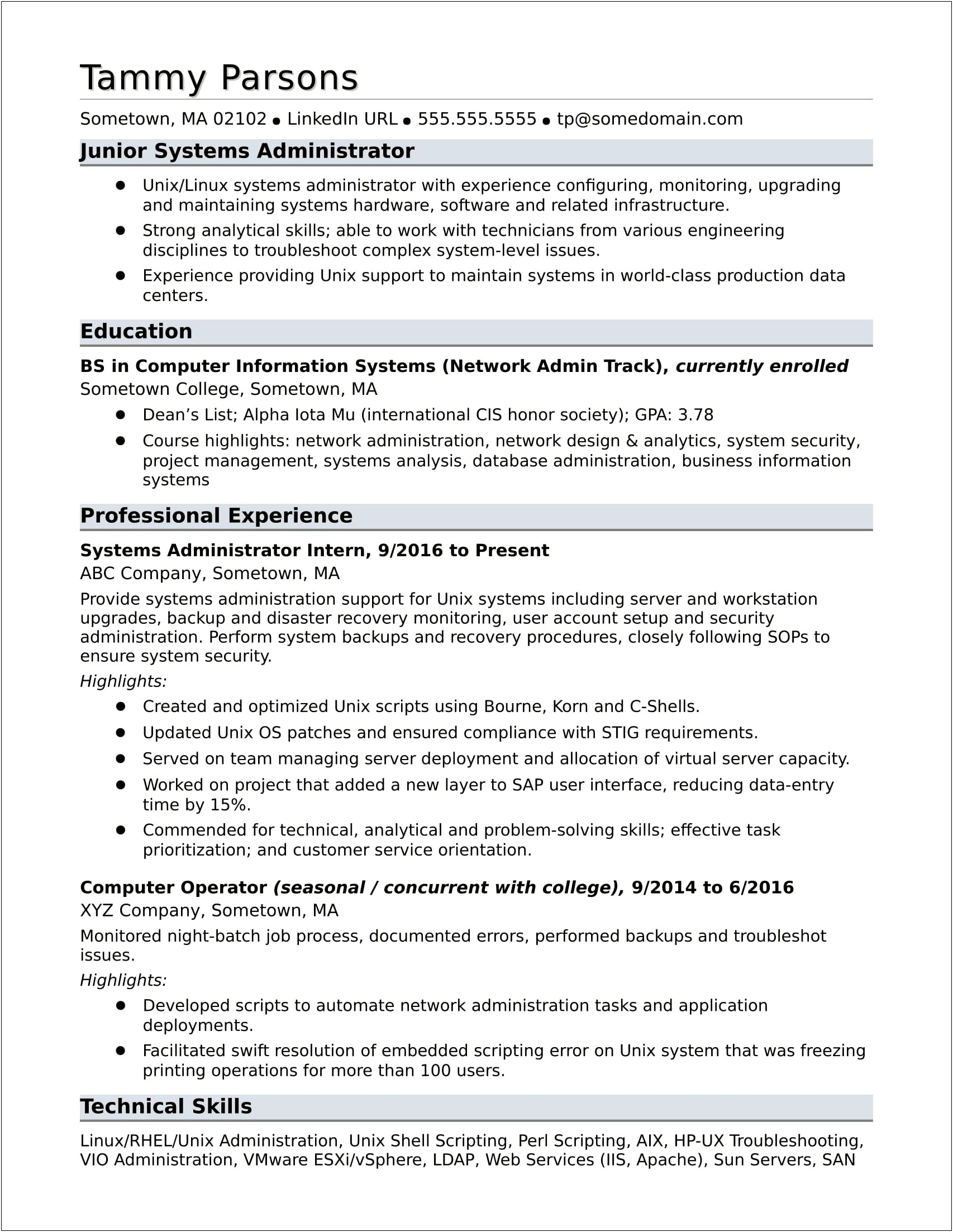 Professional Management Administration Resume Format Example
