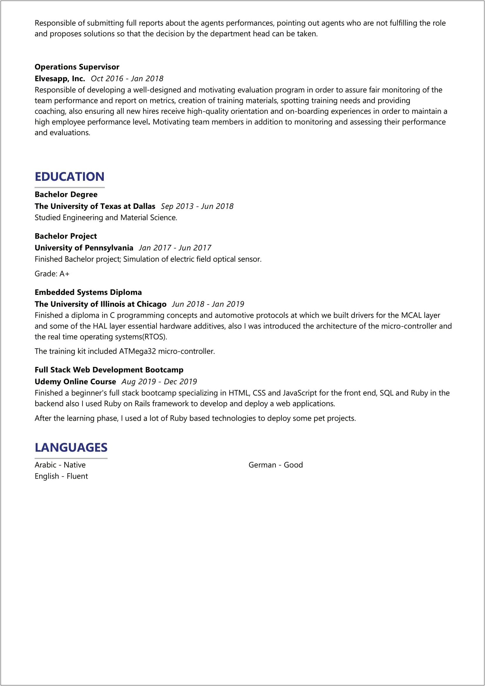 Professional Resume For A Senior Manager Engineering
