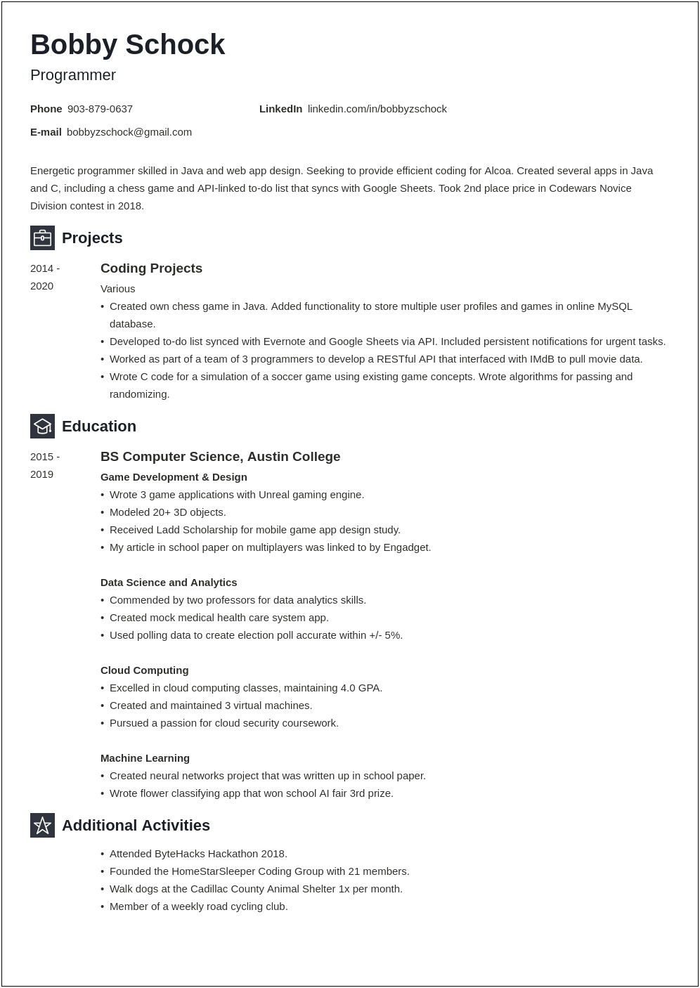 Professional Resume For Not Much Job Experience