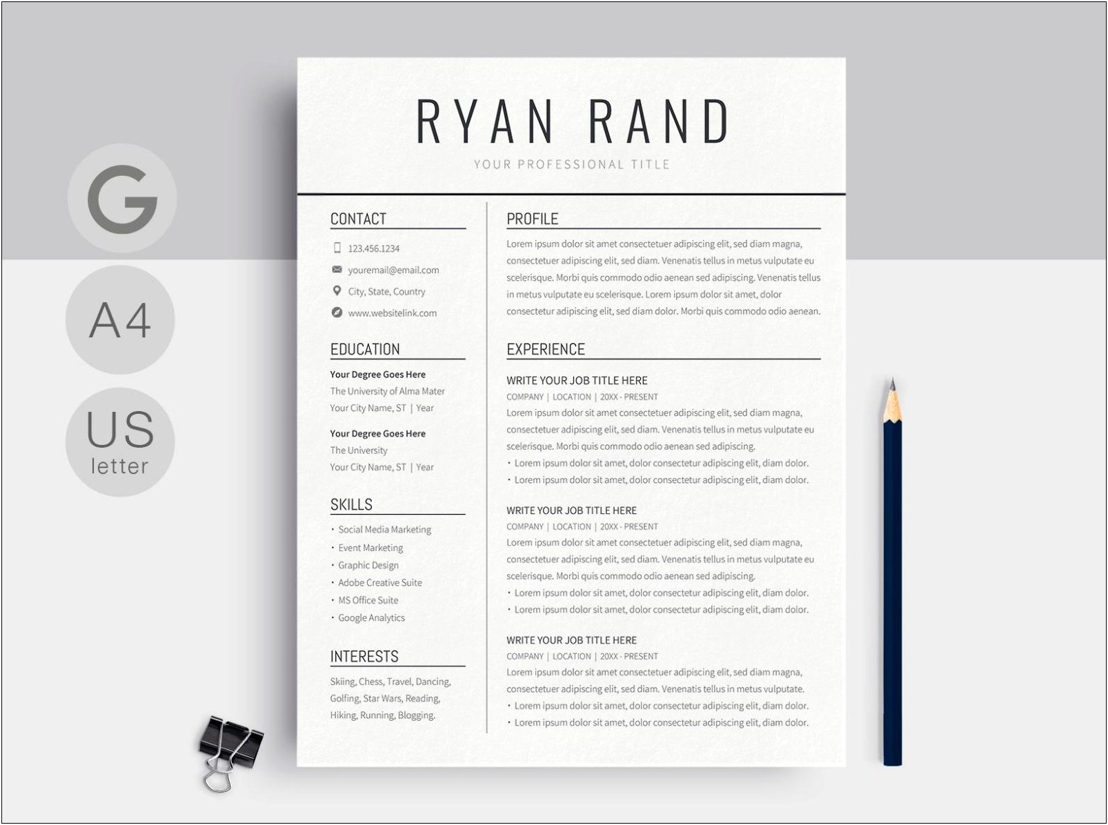 Professional Resume Template For Google Docs