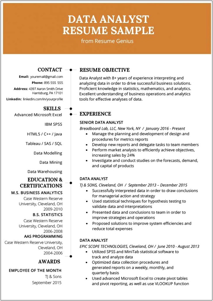 Professional Summary For Business Analyst Resume